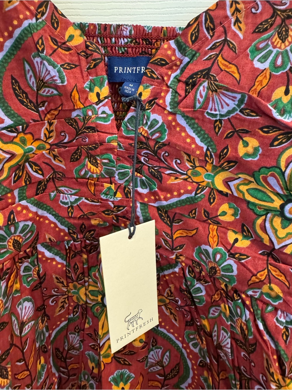 Printfresh NWT Jasmine Top Red Floral Paisley Boho Peasant 100% cotton - Picture 3 of 5